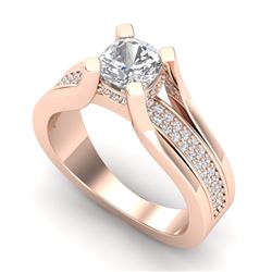 1.7 CTW Cushion VS/SI Diamond Solitaire Micro Pave Ring 18K Rose Gold - REF-472F8M - 37164