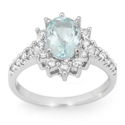 2.20 CTW Aquamarine & Diamond Ring 14K White Gold - REF-74X5T - 14524