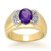 Image 1 : 2.65 CTW Tanzanite & Diamond Mens Ring 10K Yellow Gold - REF-70M4F - 13477