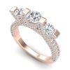 Image 1 : 2.3 CTW VS/SI Diamond Solitaire Micro Pave 3 Stone Ring Band 18K Rose Gold - REF-263X6T - 36957