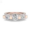Image 2 : 2.3 CTW VS/SI Diamond Solitaire Micro Pave 3 Stone Ring Band 18K Rose Gold - REF-263X6T - 36957