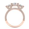 Image 4 : 2.3 CTW VS/SI Diamond Solitaire Micro Pave 3 Stone Ring Band 18K Rose Gold - REF-263X6T - 36957
