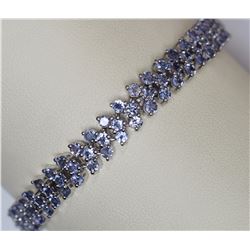STERLING SILVER TANZANITE TENNIS BRACELET