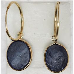 14KT YELLOW GOLD SAPPHIRE HOOP EARRINGS