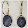 Image 1 : 14KT YELLOW GOLD SAPPHIRE HOOP EARRINGS