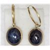 Image 2 : 14KT YELLOW GOLD SAPPHIRE HOOP EARRINGS
