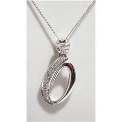 10KT WHITE GOLD DIAMOND ''0'' PENDANT
