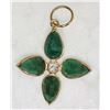 Image 1 : 14KT YELLOW GOLD EMERALD & DIAMOND PENDANT