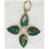 Image 2 : 14KT YELLOW GOLD EMERALD & DIAMOND PENDANT