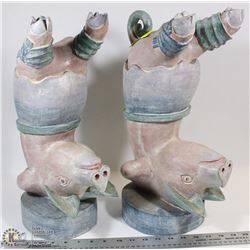 18) PAIR OF WOOD HANDMADE UPSIDE DOWN