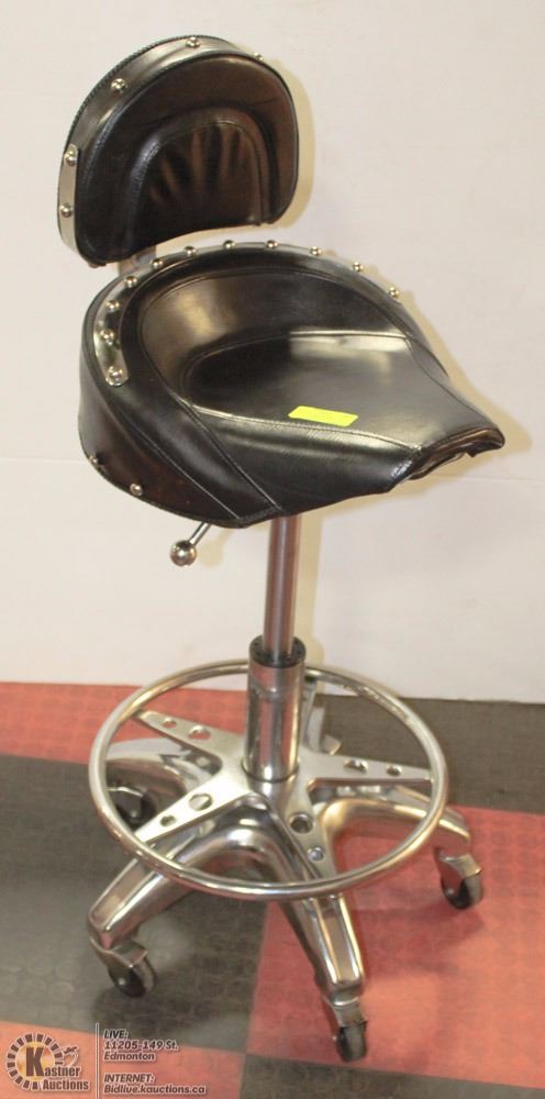7) VINTAGE MOTORCYCLE SEAT ADJUSTABLE BAR STOOL