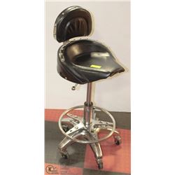 7) VINTAGE MOTORCYCLE SEAT ADJUSTABLE BAR STOOL