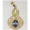 Image 1 : 14KT YELLOW GOLD SAPPHIRE PENDANT