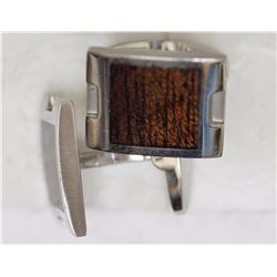 STAINLESS STEEL WOOD CUFF LINKS