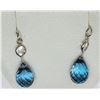 Image 1 : 14KT WHITE GOLD TOPAZ & SAPPHIRE EARRINGS