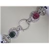 Image 1 : STERLING SILVER SAPPHIRE, EMERALD & RUBY BRACELET