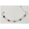 Image 2 : STERLING SILVER SAPPHIRE, EMERALD & RUBY BRACELET