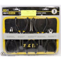 NEW FIX-IT 5PC MINI GROOVED PLIER SET W/ CASE