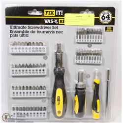 NEW FIX-IT 64PC ULTIMATE SCREWDRIVER SET