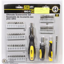 NEW FIX-IT 64PC ULTIMATE SCREWDRIVER SET