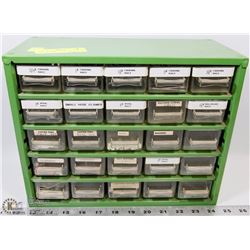 34) SEARS METAL BOLT BIN CHALK FULL 12" X 10"