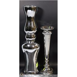 PAIR OF SILVER COLOUR VASES