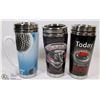 Image 1 : 3 NEW CERAMIC AND STEEL TRAVEL MUGS