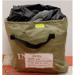 INTEX QUEEN SIZE RAISED DOWNY AIR MATTRESS W/