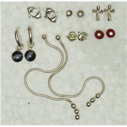STERLING SILVER 7 PAIRS OF ASSORTED EARRINGS
