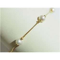 10KT YELLOW GOLD FRESHWATER PEARL BRACELET