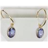 Image 1 : 14KT YELLOW GOLD TANZANITE HOOP EARRINGS
