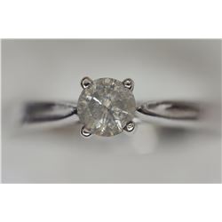10KT WHITE GOLD SOLITAIRE DIAMOND RING