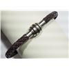 Image 2 : STAINLESS STEEL BROWN LEATHER BRACELET W/ BEADS