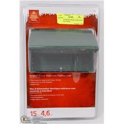 NEW OUTDOOR POWER STAKE WITH FOLDING COVER -