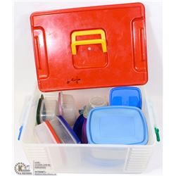 PICNIC BOX FILLED WITH STORAGE CONTAINERS