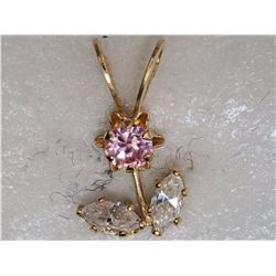 14KT YELLOW GOLD CUBIC ZIRCONIA PENDANT