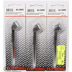 LOT OF 3 DUAL FOOT HIGH PRESSURE PENCIL GAUGE