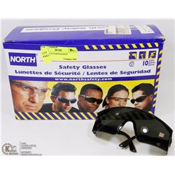 10 PAIRS OF NORTH SAFETY GLASSES