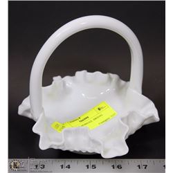 MILKGLASS HOBNAIL BRIDAL BASKET