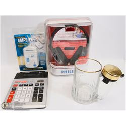 FLAT WITH NEW PHILIPS STEREO HEADPHONES, A NEW