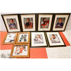 LOT OF 9 FRAMED 8X10 NHL HOCKEY STARS PICTURES