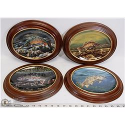 LOT OF 4 FRESH WATER FISH FRAMED BRADFORD PLATES
