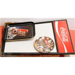 LOT OF 1 COCA COLA MENU BOARD /2 TRAYS/1 PLATE