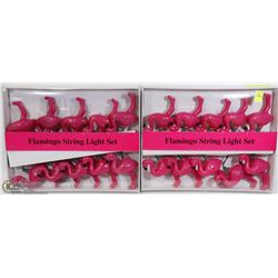 2 SETS OF NEW PINK FLAMINGO PATIO LIGHTS