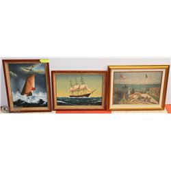 LOT OF 3 FRAMED ESTATE NAUTICAL ARTWORK