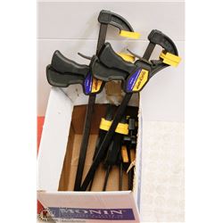 BOX WITH 6 "QUICK GRIP" ONE HANDED BAR CLAMPS -