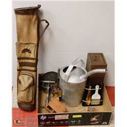 FLAT OF VINTAGE 1920 GOLF BAG, BUTTER MAKER,