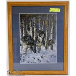 18X22 FRAMED LARRY FANNING WOLF PICTURE