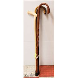 4 WOODEN WALKING STICKS