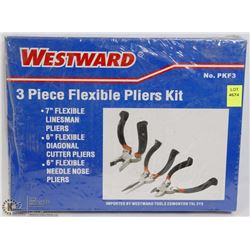 WESTWARD 3PC FLEXIBLE PLIERS KIT